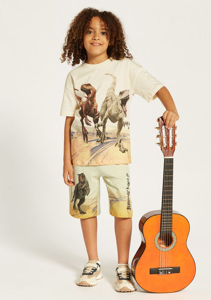 Jurassic World Print Crew Neck T-shirt with Short Sleeves-T Shirts-image-1