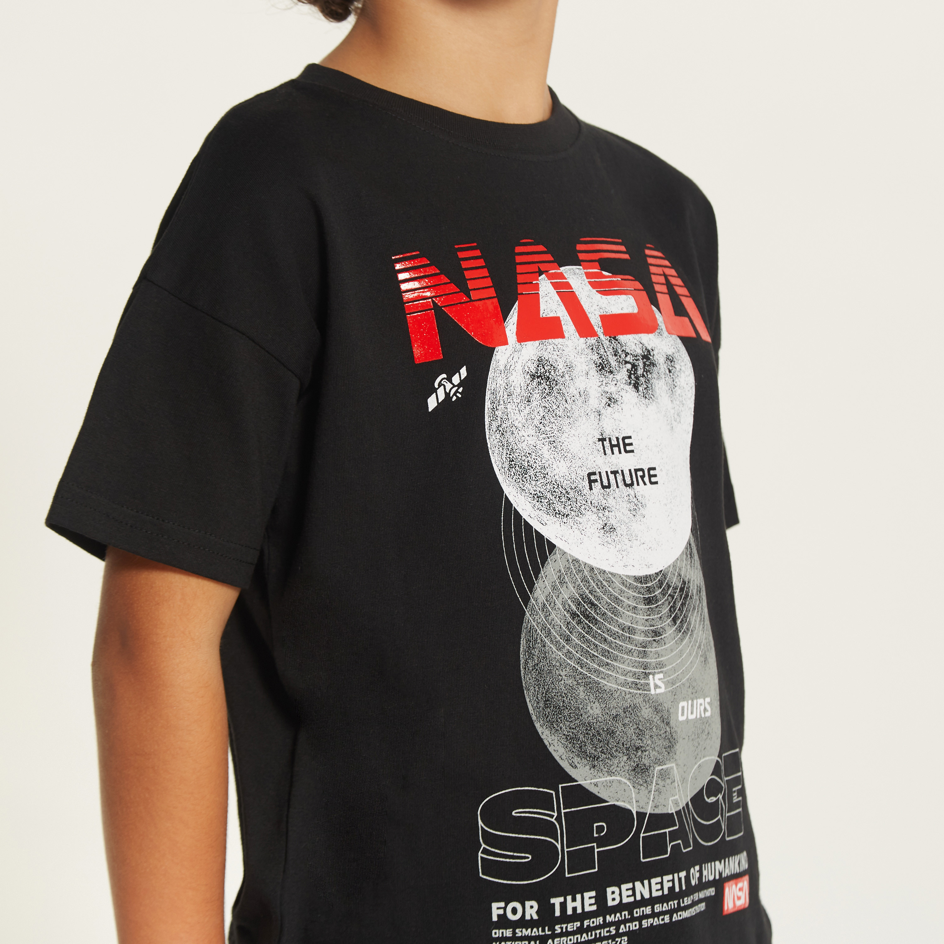 NASA Graphic Print T-shirt with Crew Neck and Short Sleeves-boys-clothing-tshirtsandpolos-image-2