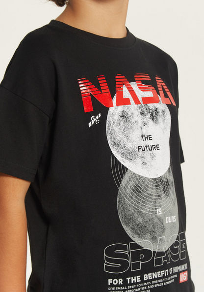 NASA Graphic Print T-shirt with Crew Neck and Short Sleeves-T Shirts-image-1