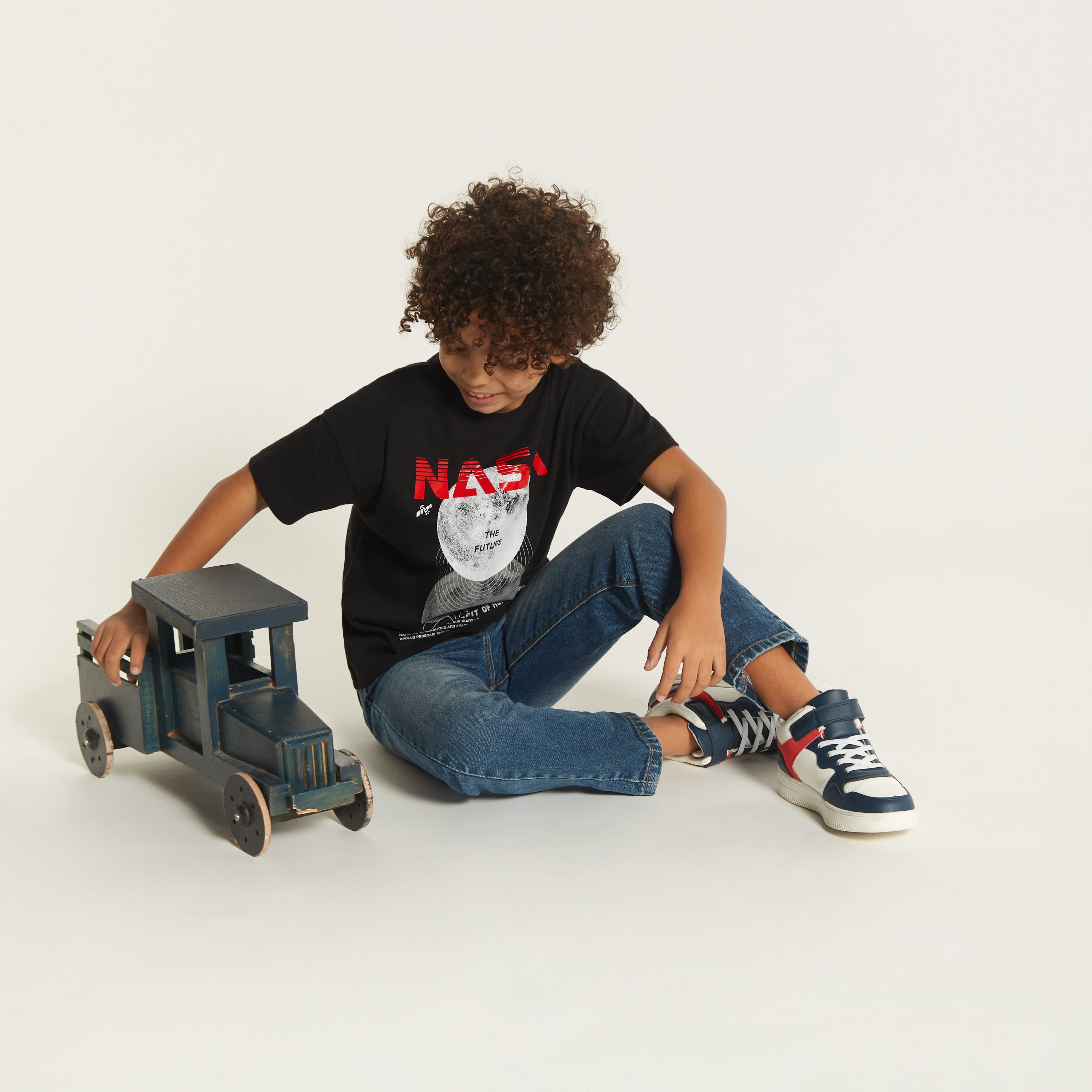 NASA Graphic Print T-shirt with Crew Neck and Short Sleeves-boys-clothing-tshirtsandpolos-image-4