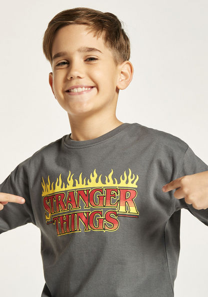 Netflix Stranger Things Print T-shirt with Short Sleeves-T Shirts-image-1