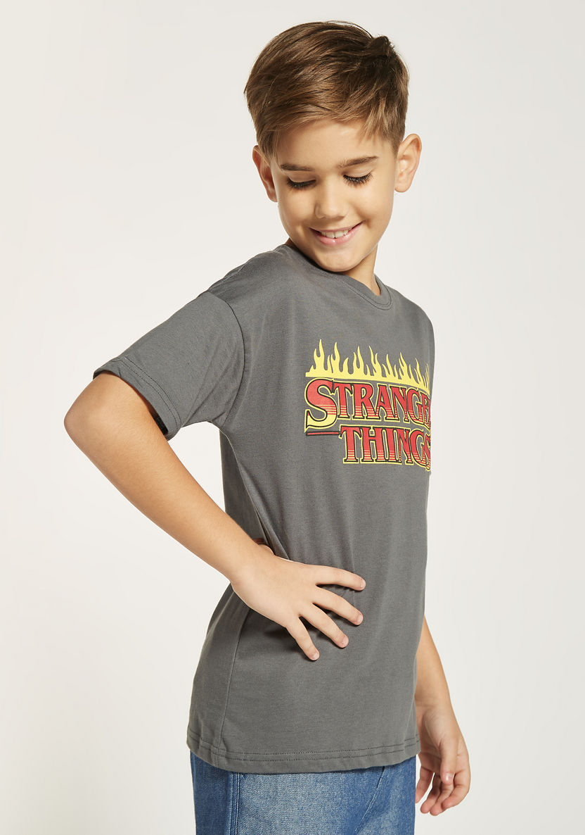 Netflix Stranger Things Print T-shirt with Short Sleeves-T Shirts-image-2