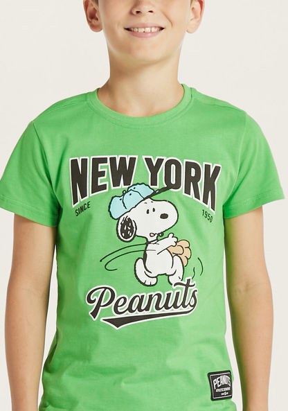 Snoopy Graphic Print T-shirt with Short Sleeves and Crew Neck-T Shirts-image-2