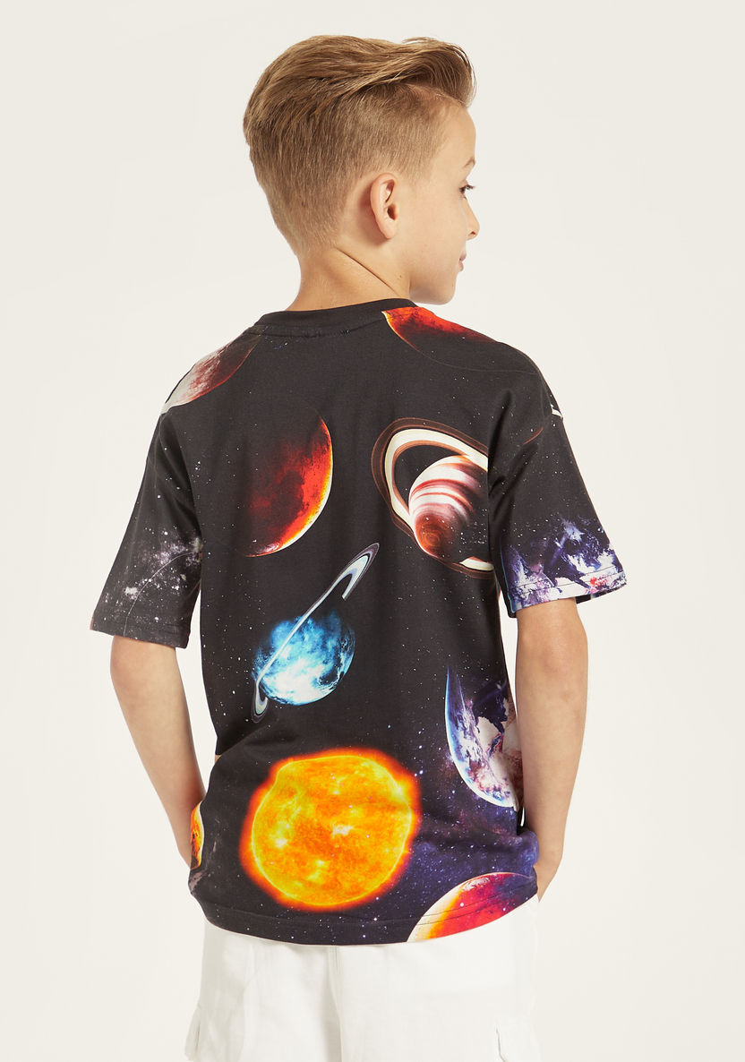 NASA All-Over Graphic Print Crew Neck T-shirt with Short Sleeves-T Shirts-image-3