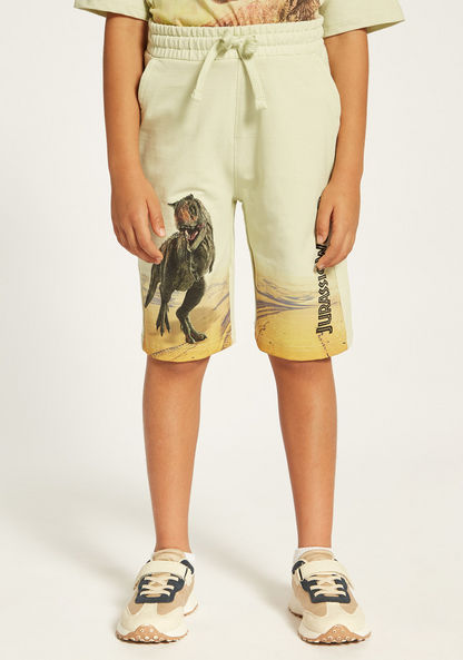 Dinosaur Print Shorts with Drawstring Closure and Pockets-Shorts-image-1
