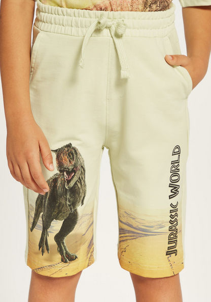 Dinosaur Print Shorts with Drawstring Closure and Pockets-Shorts-image-2