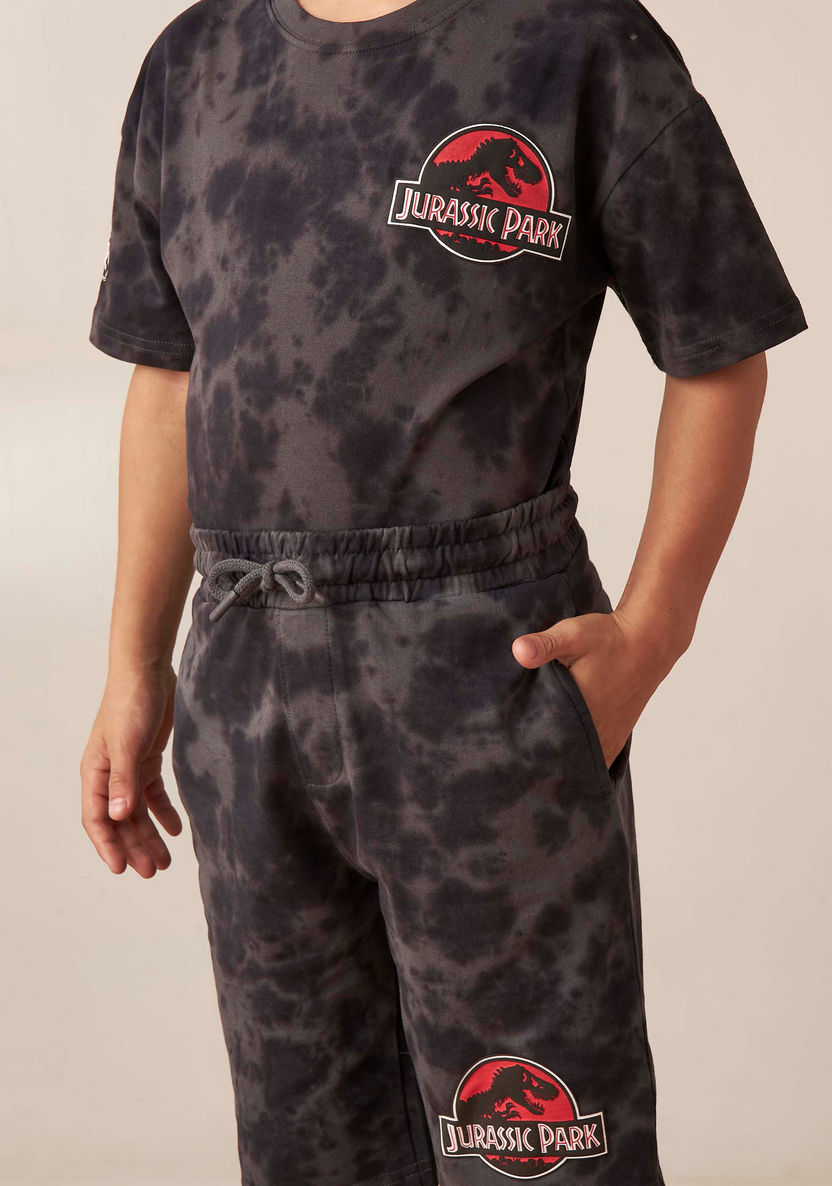Jurassic Park Print T-shirt and Shorts Set-Clothes Sets-image-3