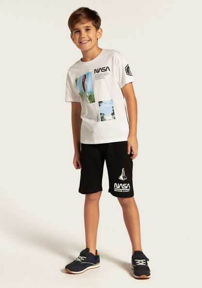 NASA Graphic Print T-shirt and Elasticated Shorts Set-Clothes Sets-image-0