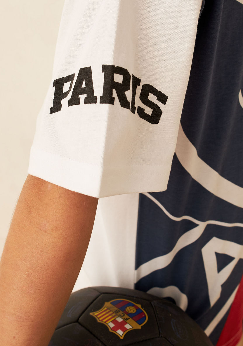 Paris Saint - Germain All-Over Logo Print Crew Neck T-shirt and Elasticated Shorts Set-Clothes Sets-image-5