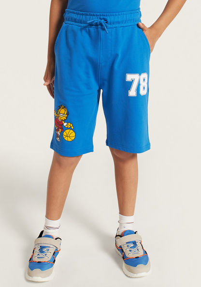 Garfield Print Crew Neck T-shirt and Shorts Set-Clothes Sets-image-2