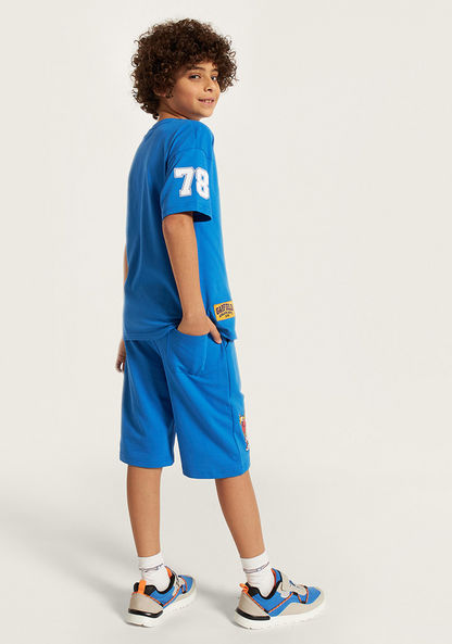 Garfield Print Crew Neck T-shirt and Shorts Set-Clothes Sets-image-4