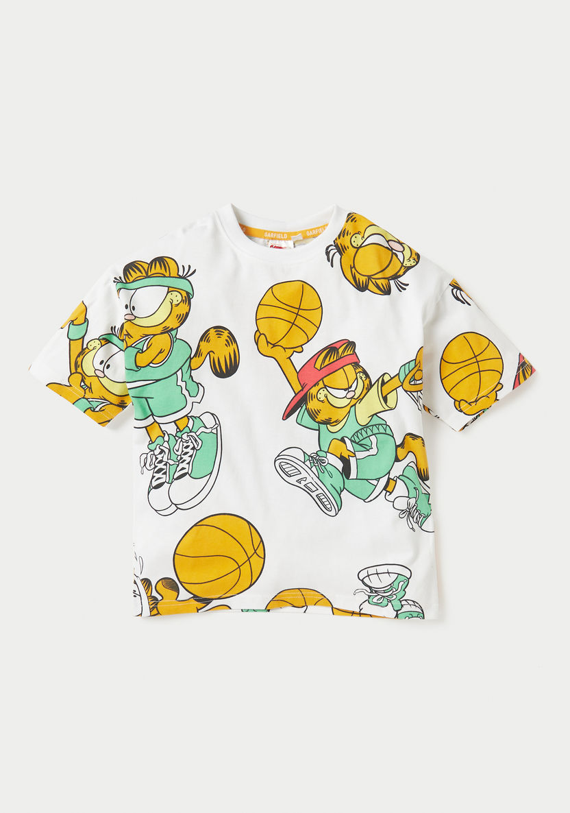 All-Over Garfield Print T-shirt and Shorts Set-Clothes Sets-image-1