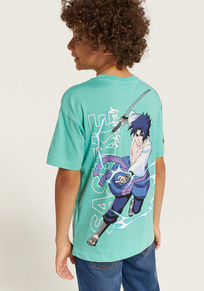 TV Tokyo Sasuke Print Crew Neck T-shirt with Short Sleeves-T Shirts-image-0