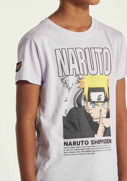 TV Tokyo Naruto Graphic Print T-shirt with Short Sleeves-T Shirts-image-2