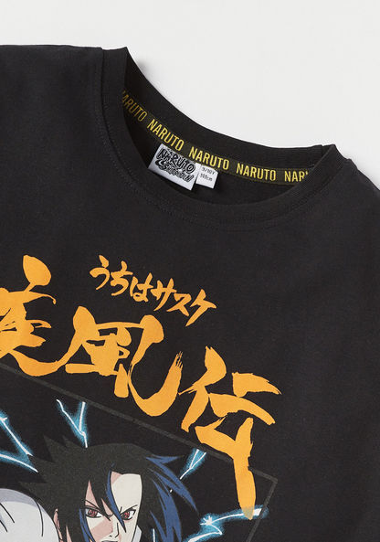 TV Tokyo Sasuke Uchiha Print T-shirt with Round Neck-T Shirts-image-1