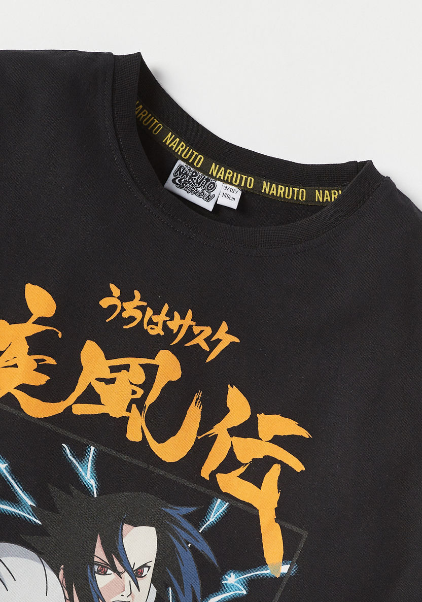 TV Tokyo Sasuke Uchiha Print T-shirt with Round Neck-T Shirts-image-1