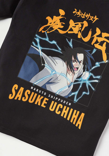 TV Tokyo Sasuke Uchiha Print T-shirt with Round Neck-T Shirts-image-2