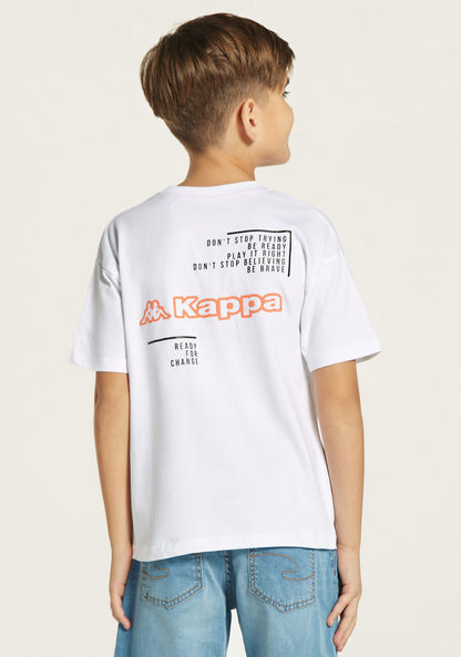 Kappa Typographic Print T-Shirt with Short Sleeves and Crew Neck-T Shirts-image-3