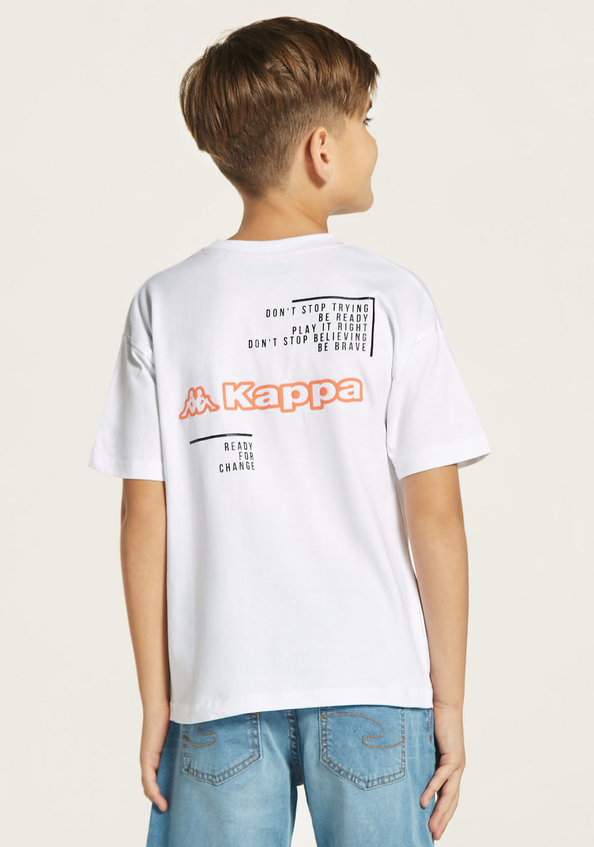 Kappa Typographic Print T-Shirt with Short Sleeves and Crew Neck-T Shirts-image-3