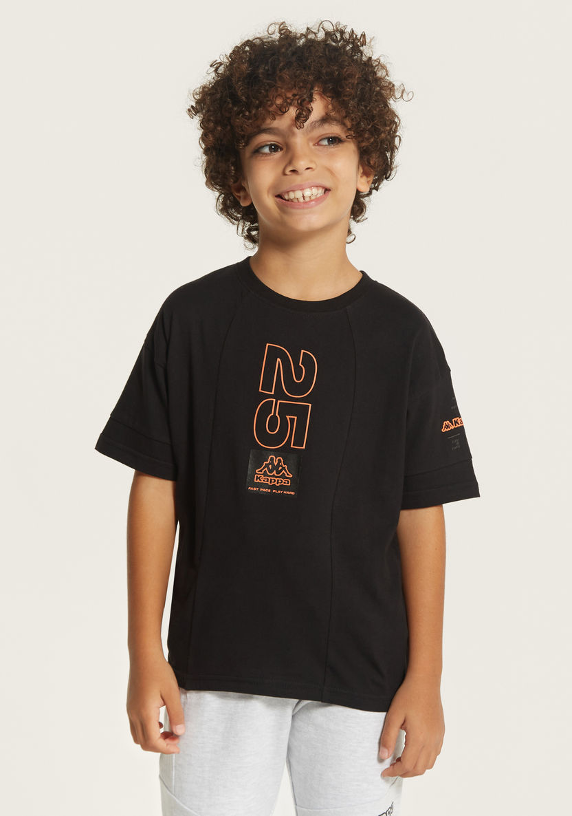 Kappa Printed Crew Neck T-shirt with Short Sleeves-Tops-image-1