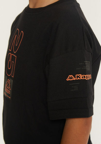 Kappa Printed Crew Neck T-shirt with Short Sleeves-Tops-image-2