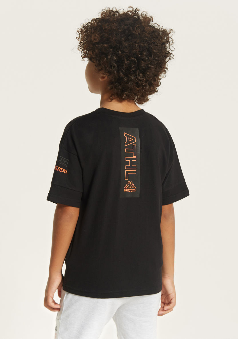 Kappa Printed Crew Neck T-shirt with Short Sleeves-Tops-image-3
