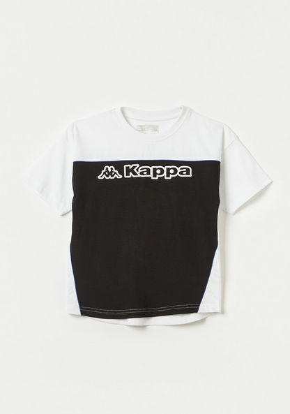 Kappa Logo Print Round Neck T-shirt with Short Sleeves-Tops-image-0