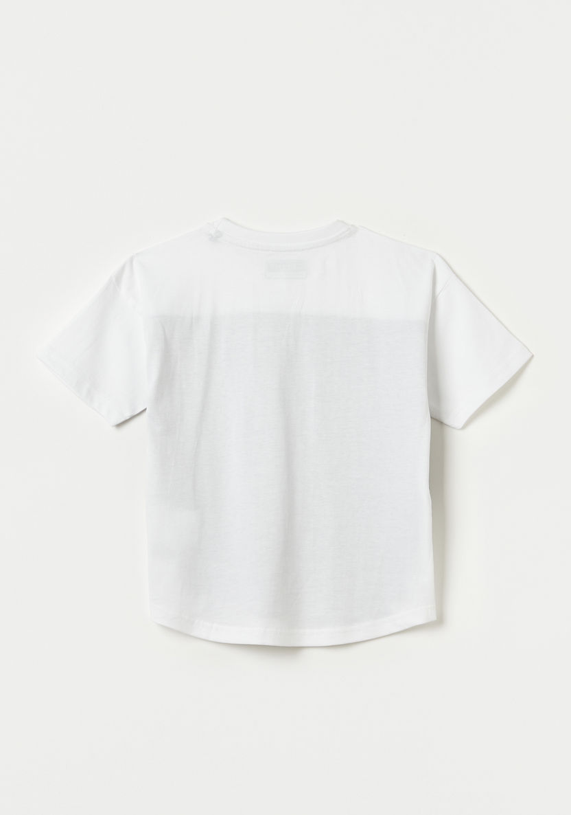 Kappa Logo Print Round Neck T-shirt with Short Sleeves-Tops-image-3