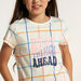 Juniors Checked T-shirt with Sequin Detail and Short Sleeves-T Shirts-thumbnailMobile-3