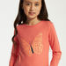 Juniors Butterfly Print T-shirt with Round Neck and Long Sleeves-T Shirts-thumbnailMobile-2