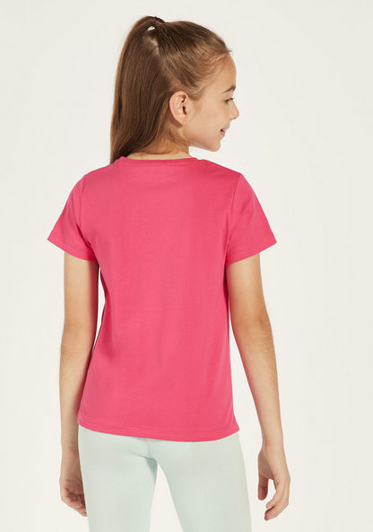 Juniors Embellished Crew Neck T-shirt with Short Sleeves-T Shirts-image-3
