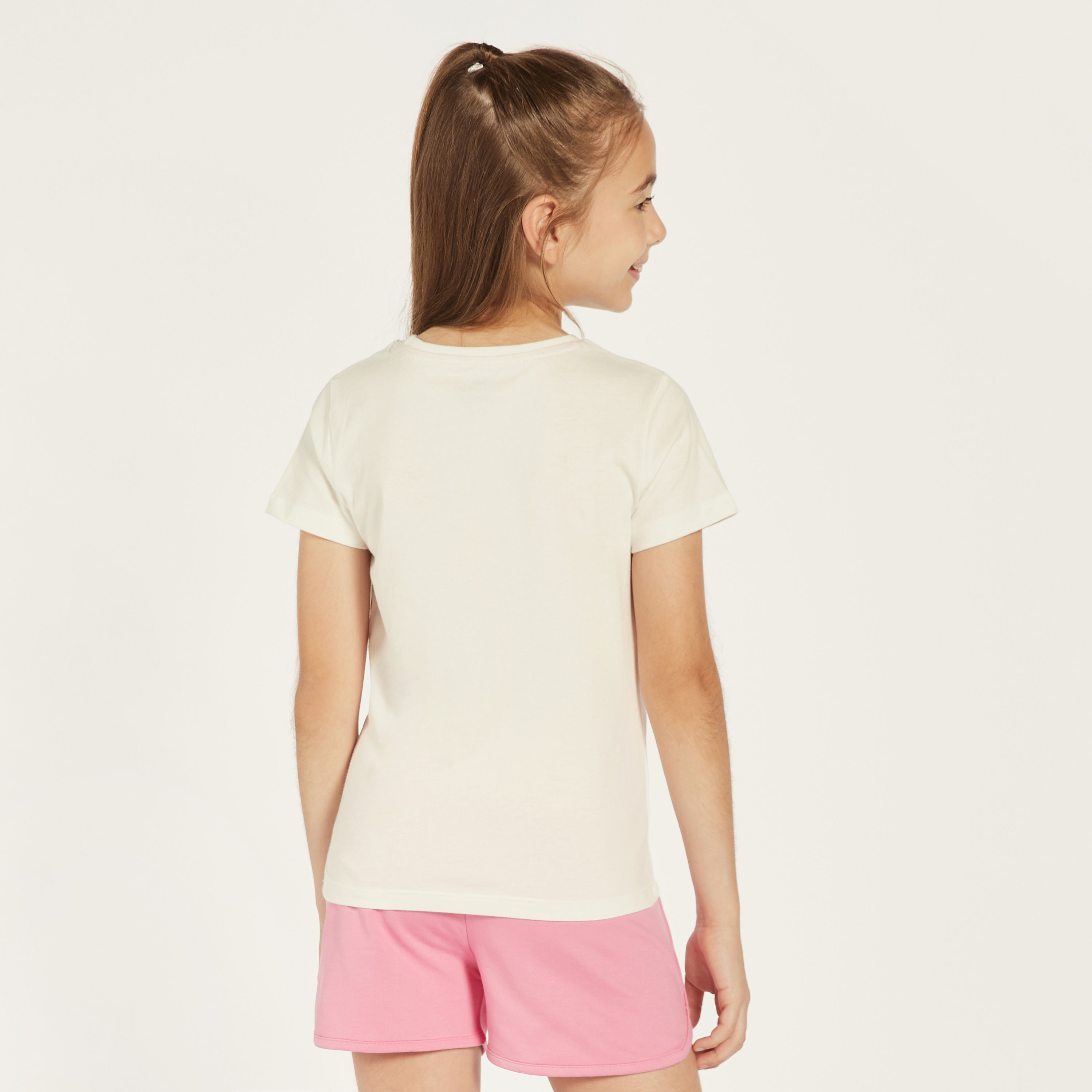 Juniors Embellished Crew Neck T-shirt with Short Sleeves-girls-clothing-schoolwear-tshirts-image-4