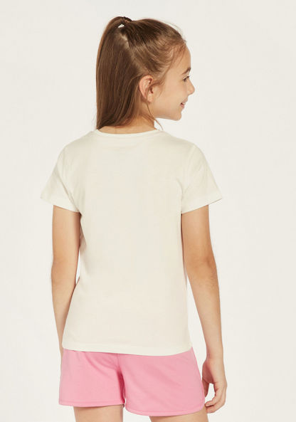 Juniors Embellished Crew Neck T-shirt with Short Sleeves-T Shirts-image-3