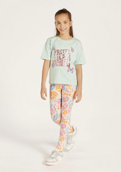 Juniors Sequin Detail T-shirt with Crew Neck-T Shirts-image-1