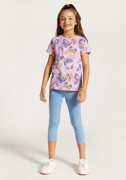 Juniors All-Over Butterfly Print Round Neck T-shirt-T Shirts-image-1