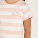 Juniors Slogan Print Striped T-shirt with Short Sleeves-T Shirts-thumbnail-1