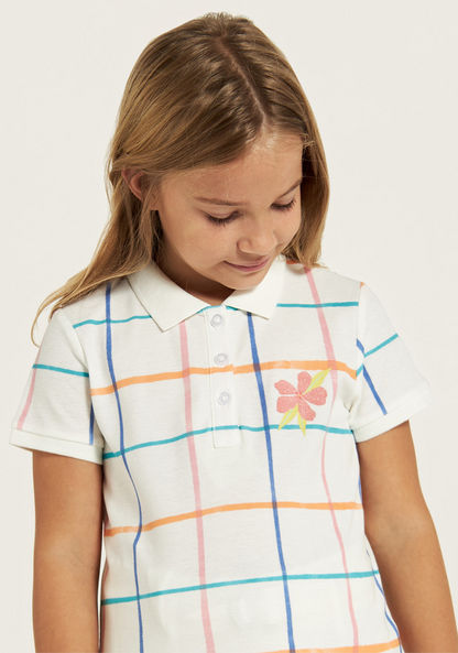 Juniors Checked Polo T-shirt with Short Sleeves-T Shirts-image-1