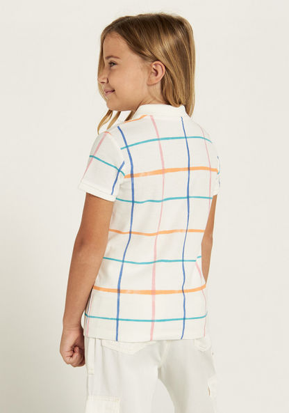 Juniors Checked Polo T-shirt with Short Sleeves-T Shirts-image-3