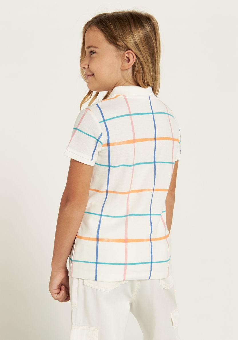 Juniors Checked Polo T-shirt with Short Sleeves-T Shirts-image-3