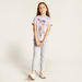 Juniors Floral Print T-shirt with Short Sleeves and Crew Neck-T Shirts-thumbnail-1
