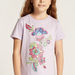 Juniors Floral Print T-shirt with Short Sleeves and Crew Neck-T Shirts-thumbnail-2