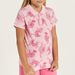 Juniors Cat Print Polo T-shirt with Short Sleeves-T Shirts-thumbnailMobile-1