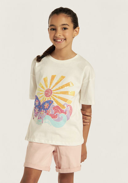 Juniors Embellished T-shirt with Short Sleeves-T Shirts-image-0