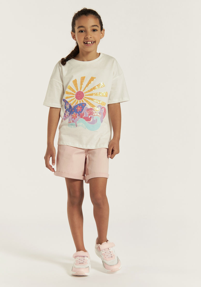 Juniors Embellished T-shirt with Short Sleeves-T Shirts-image-1
