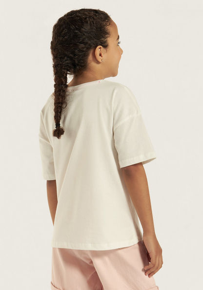 Juniors Embellished T-shirt with Short Sleeves-T Shirts-image-3