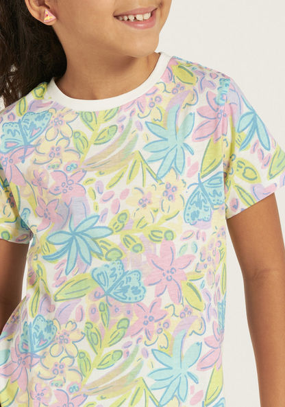 Juniors All-Over Floral Print Crew Neck T-shirt-T Shirts-image-2
