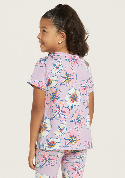 Juniors All-Over Floral Print T-shirt with Short Sleeves-T Shirts-image-3