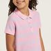 Juniors Striped Polo T-shirt with Button Closure-T Shirts-thumbnailMobile-2