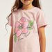 Juniors Floral Print T-shirt with Short Sleeves-T Shirts-thumbnail-2