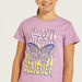 Juniors Butterfly Print T-shirt with Round Neck and Short Sleeves-T Shirts-thumbnail-4